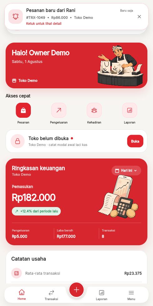 Tampilan Home Owner di aplikasi Kasora