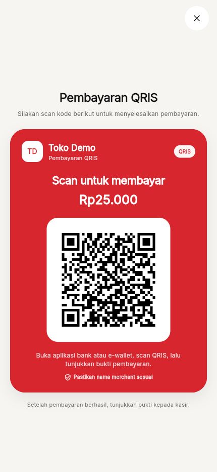 Tampilan QRIS Pelanggan di aplikasi Kasora
